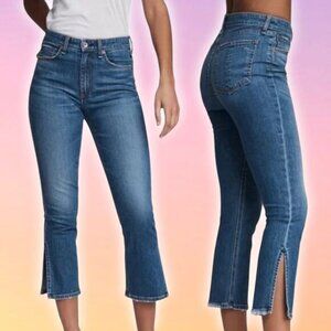 NWT RAG & BONE Nina High-Rise Ankle Flare Split Hem Jean Sz 25 Raw Destroyed Hem